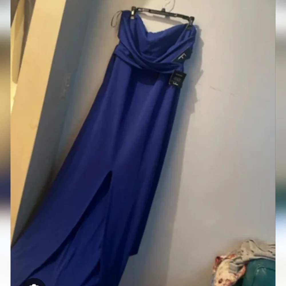 Lulus Blue Strapless Gown, EUC - Picture 2 of 3